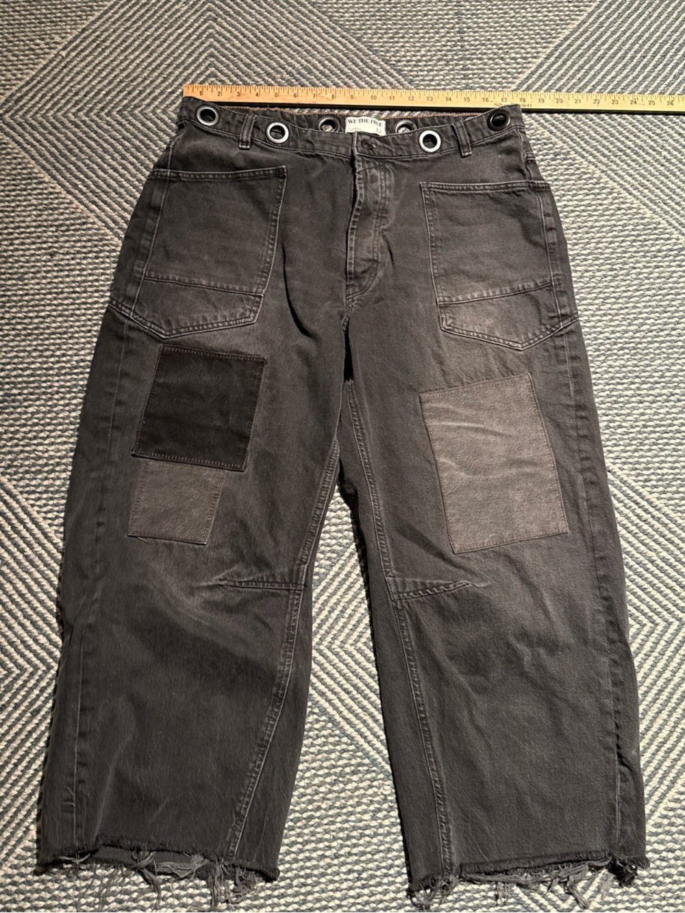 We The Free Moxie pull on barrel Black Jeans Size 36 No Rope Belt Included *